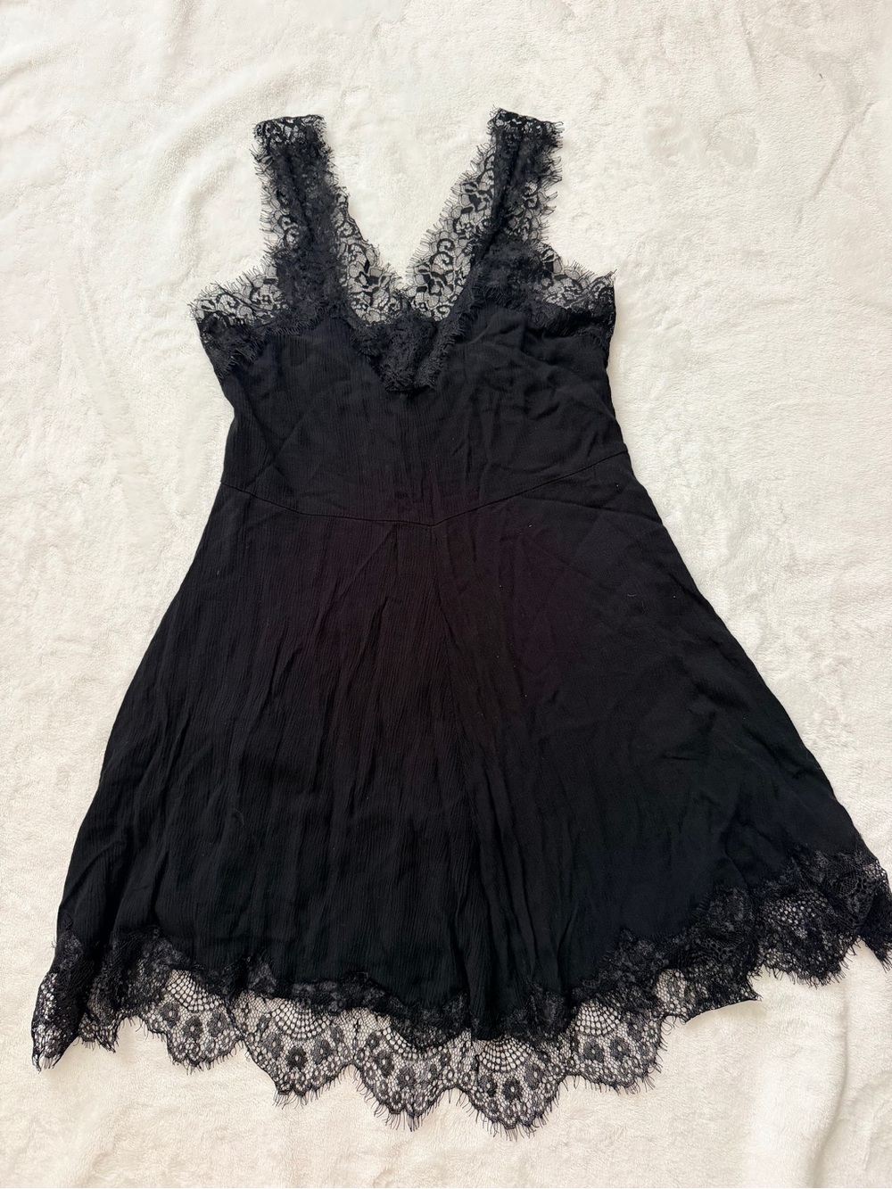 Black Swan Black Lace Trim Gauzy 100% Rayon Fairy Mini Dress Size S